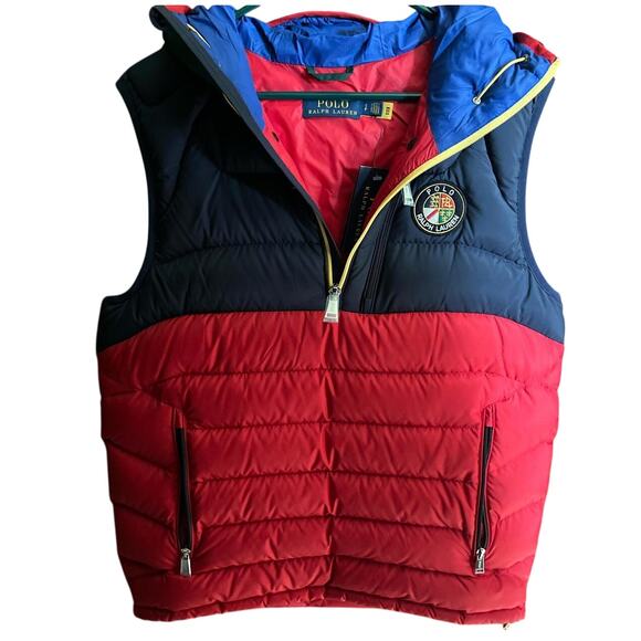 Polo Ralph Lauren Cookie Patch Puffer Vest – Multi Color Hooded – Rare - small - Picture 3 of 6